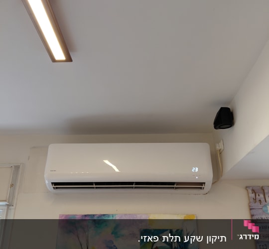מזגן מותקן על קיר עם תמונות צבעוניות